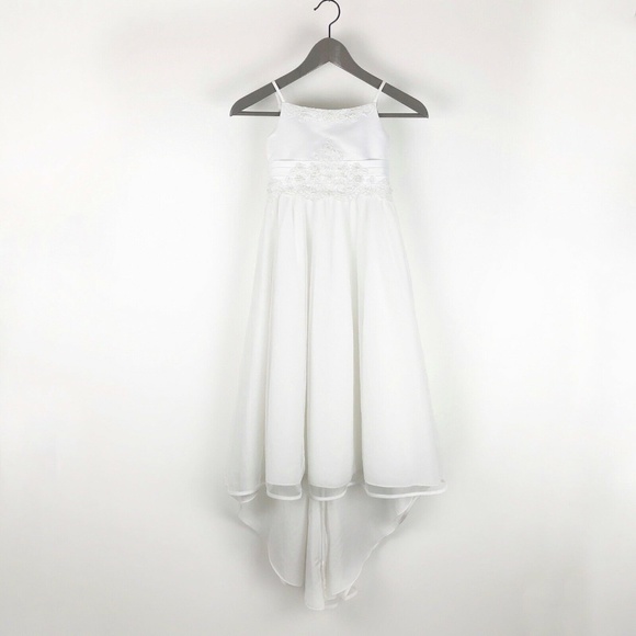 Alfred Angelo Beaded With Train Flower Girl Dress - Picture 1 of 15